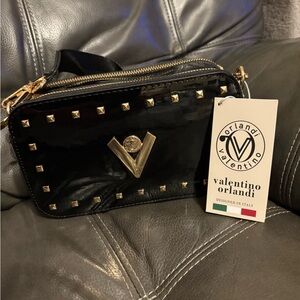 Valentino Orlandi Black and Gold Crossbody Bag